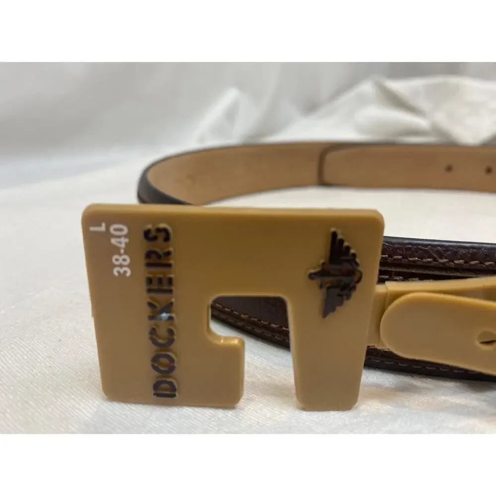 Dockers Brown Leather Belt Men's Sz L 38-40 NWT